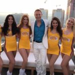Jonny Blu poses with the Los Angeles Laker Girls (Downtown Los Angeles)